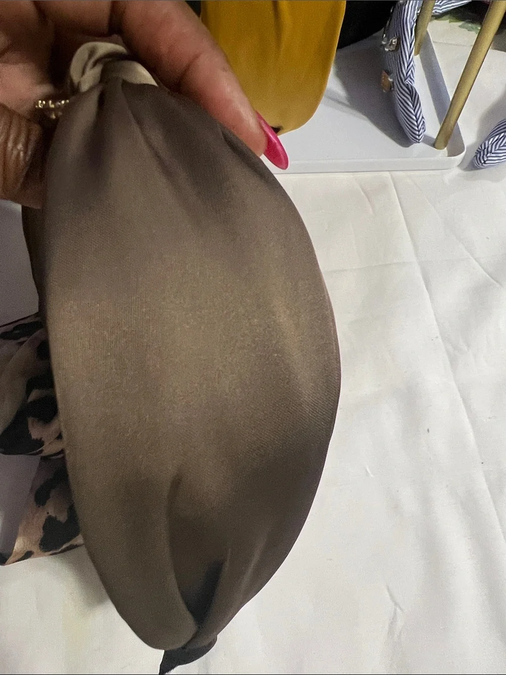 Embellished Knot Headband in Taupe and Leopard